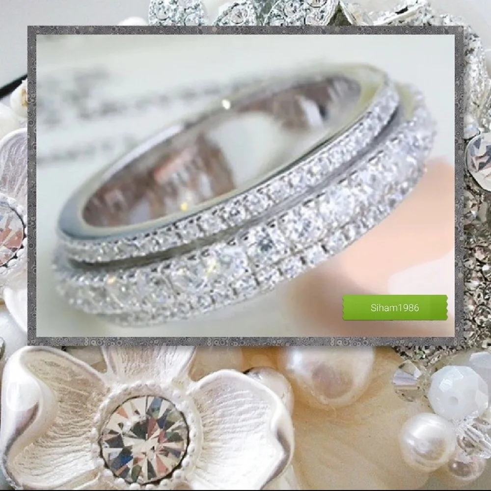 Copy Silver Pavé Crystal Stackable Band - Elegant Women's Jewelry